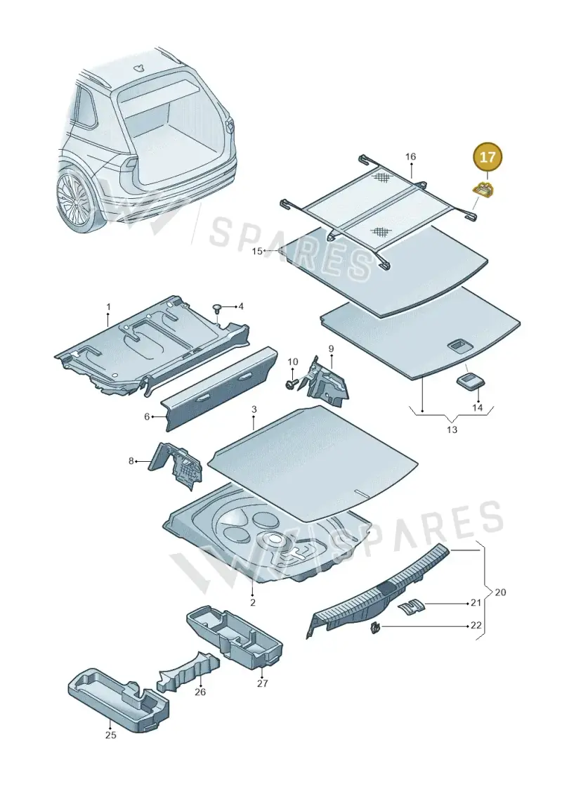 5NA867075A — Volkswagen Tiguan 2.0 4Motion (2016-2024) diagram 884863800, position 17