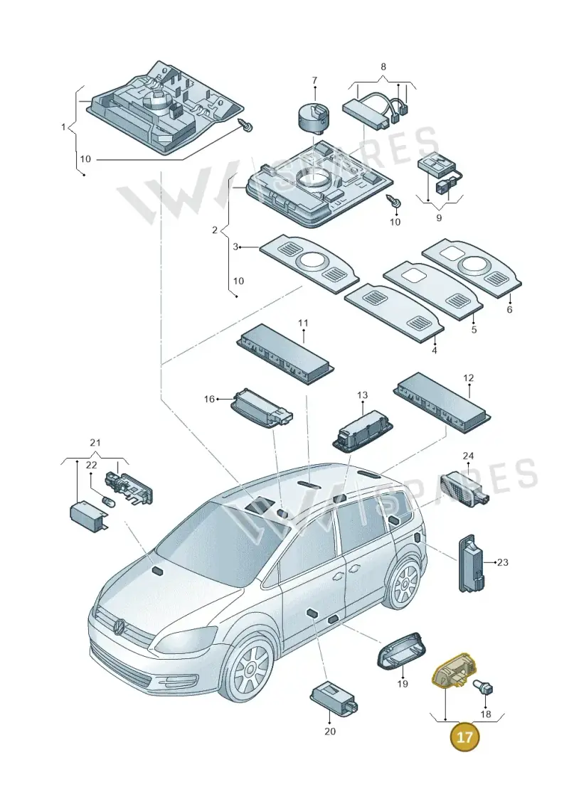 5NA947411G — Volkswagen Sharan BlueMotion (2015-2022) diagram 863947001, position 17