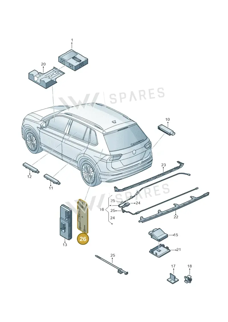 5NA971799 — Volkswagen Tiguan (2016-2024) diagram 884909000, position 26