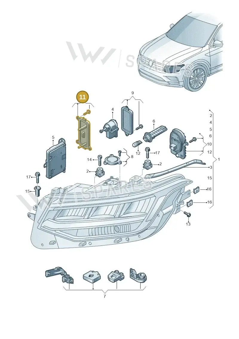 5NA998607E — Volkswagen Tiguan 2.0 4Motion (2016-2024) diagram 884941011, position 11