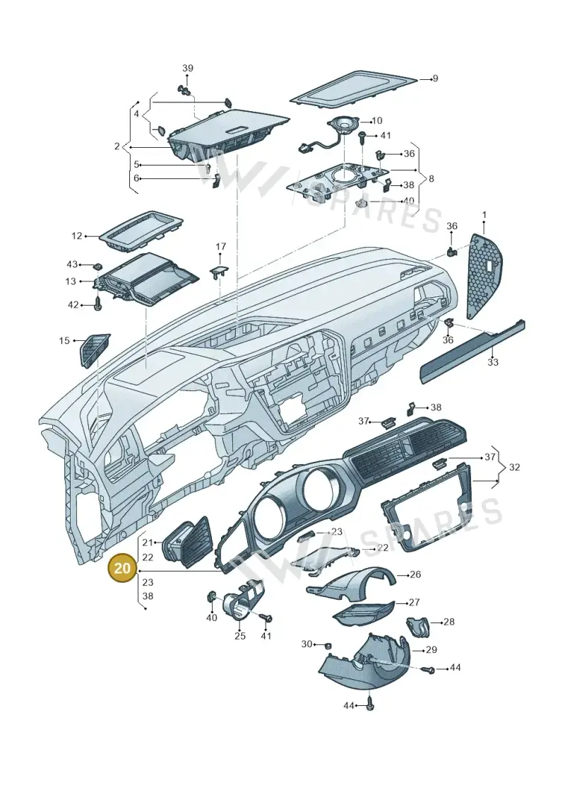 5NB858019HZG — Volkswagen Tiguan 2.0 4Motion (2016-2024) diagram 884857100, position 20