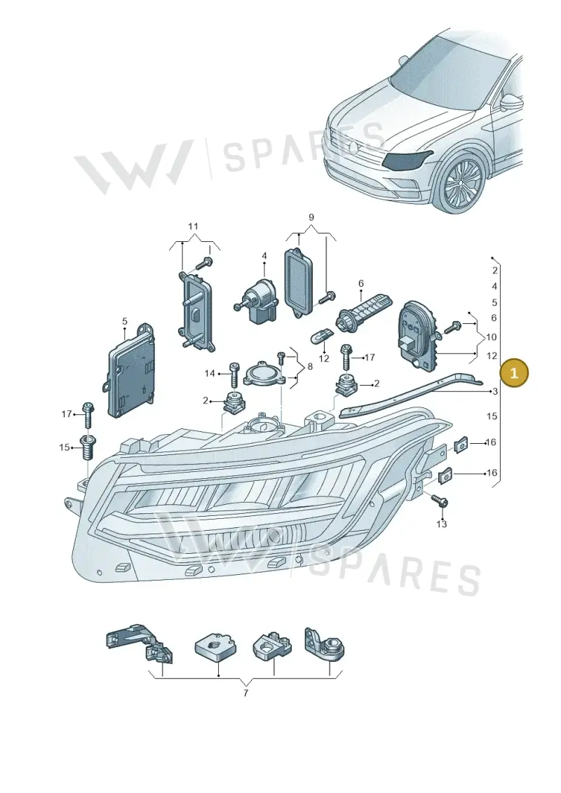 5NB941036G — Volkswagen Tiguan 2.0 4Motion (2016-2024) diagram 884941011, position 1