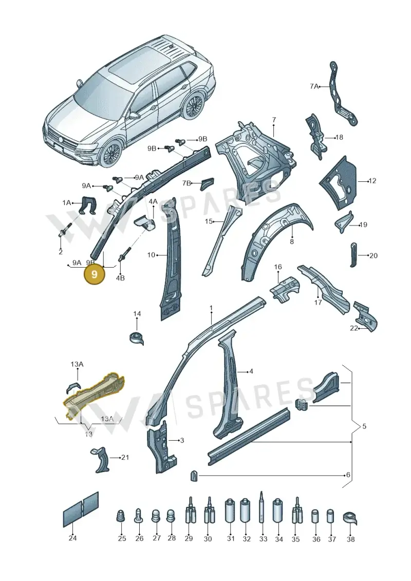 5NL809421E — Volkswagen Tiguan 2.0 4Motion (2017-2024) diagram 833809000, position 9