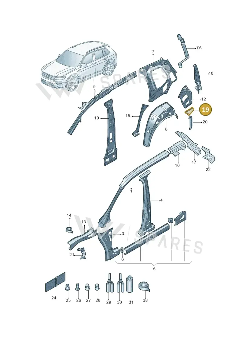 5NL810035 — Volkswagen Tiguan (2016-2023) diagram 808809000, position 19