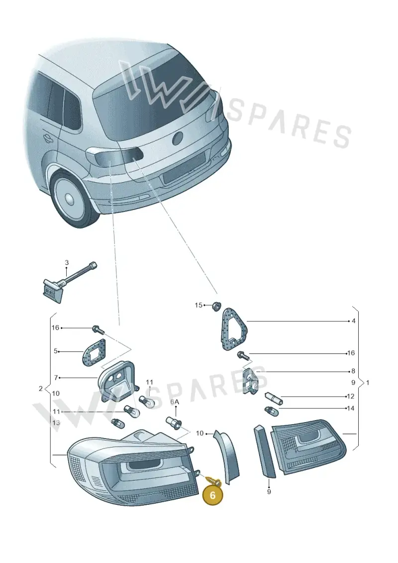 5P0945246A — Volkswagen Tiguan 4Motion (2011-2018) diagram 719945000, position 6