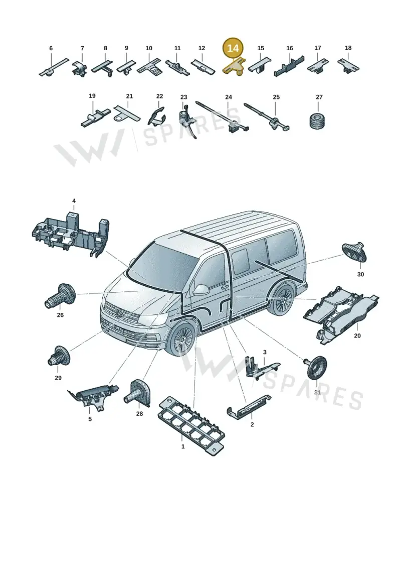 5P0971848A — Volkswagen Transport. multivan (2019-2024) diagram 7em971081, position 14