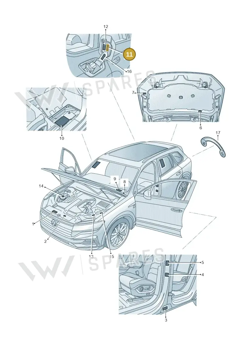 5Q0010001K — Volkswagen Touareg (2017-2023) diagram 439010000, position 11