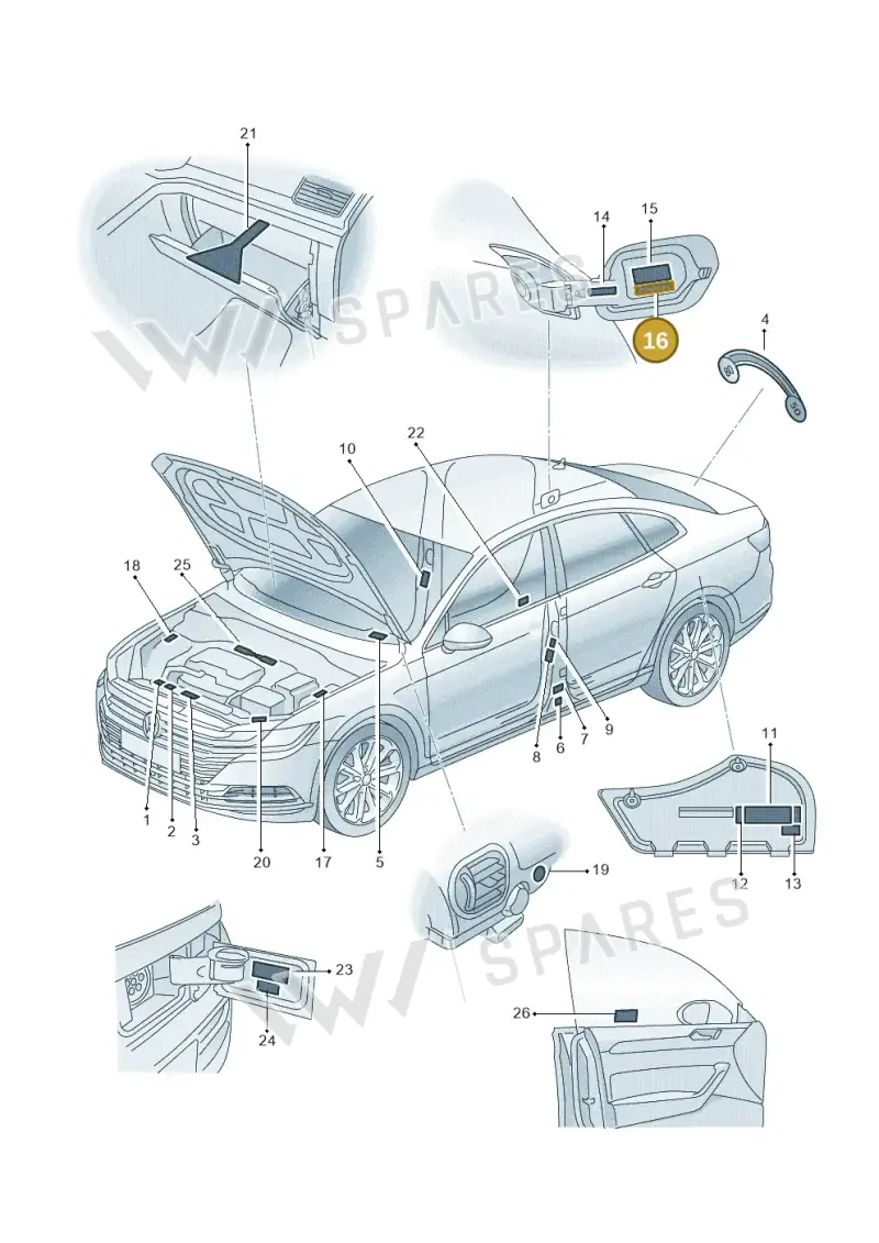 5Q0010001K — Volkswagen Arteon (2017-2023) diagram 828010000, position 16