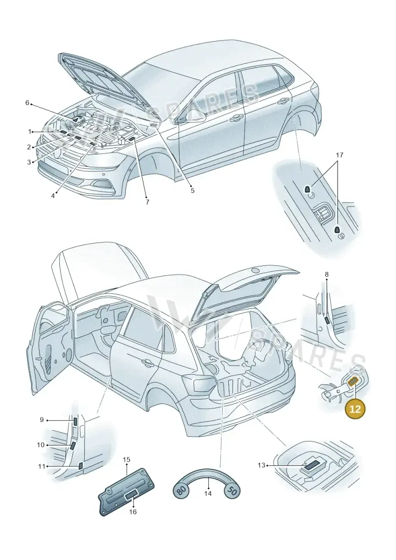 5Q0010001K — Volkswagen T-Roc BlueMotion (2017-2024) diagram 837010000, position 12