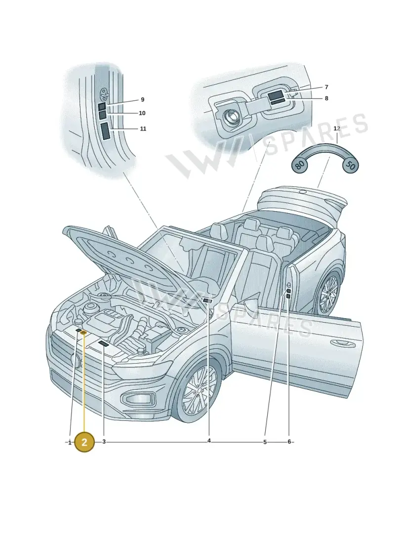 5Q0010014P — Volkswagen T-Roc convertible 1.5 (2019-2024) diagram 2gk010000, position 2