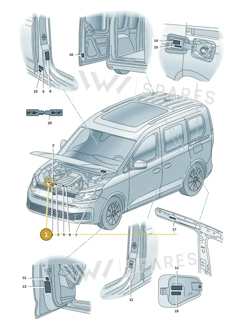 5Q0010014Q — Volkswagen Caddy Maxi Kombi (2020-2024) diagram 2ka010000, position 1