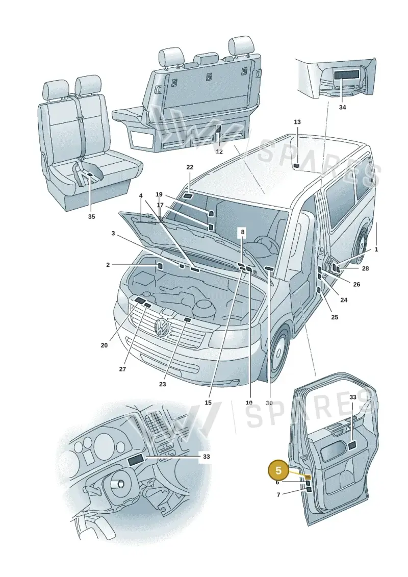 5Q0010014Q — Volkswagen Caravelle (2019-2024) diagram 7ep010000, position 5
