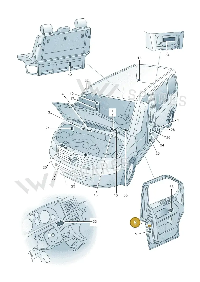 5Q0010014Q — Volkswagen Transport. multivan (2019-2024) diagram 861010000, position 5