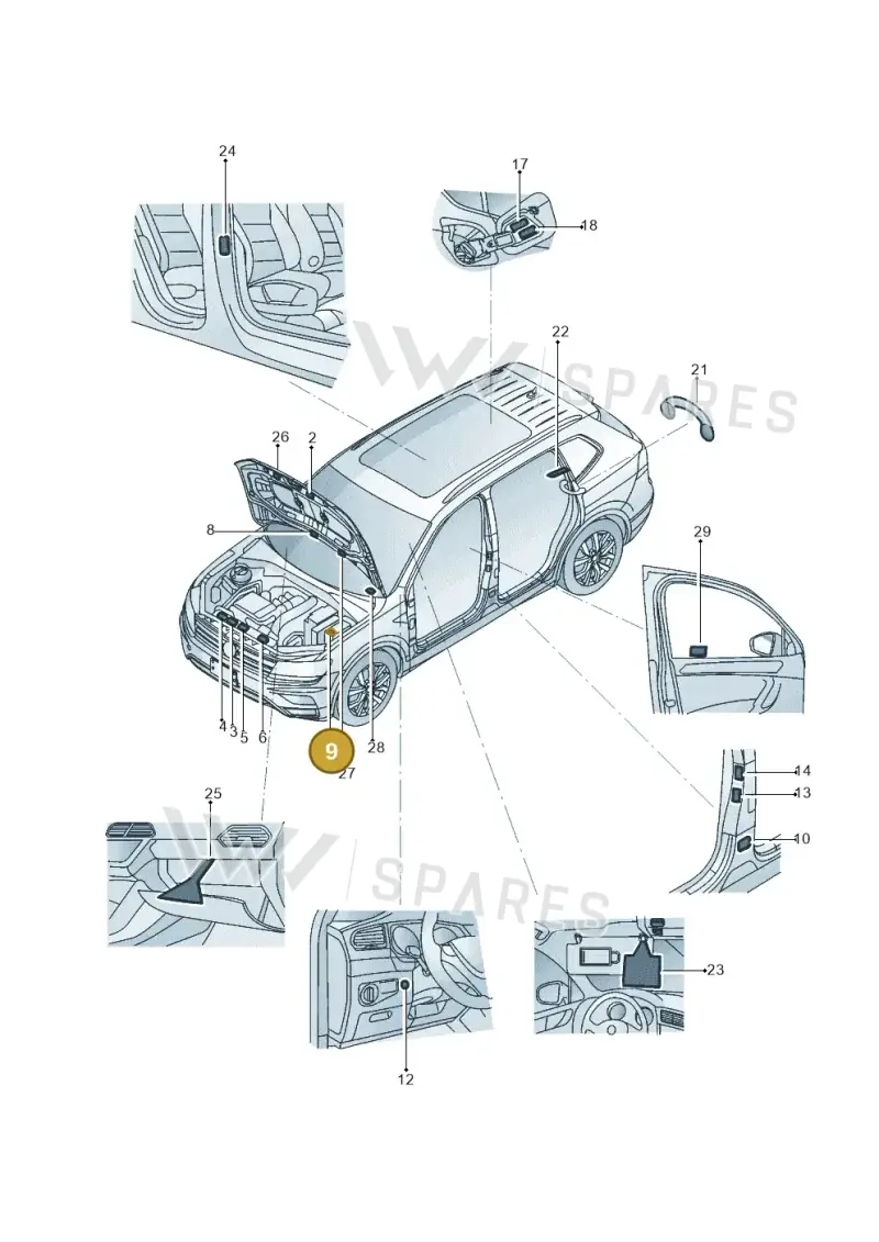 5Q0010790Q — Volkswagen Tiguan 2.0 4Motion (2017-2024) diagram 833010000, position 9