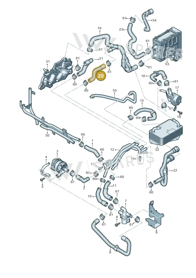 5Q0121073F — Volkswagen Golf 2.0 BlueMotion (2019-2024) diagram 745121630, position 20