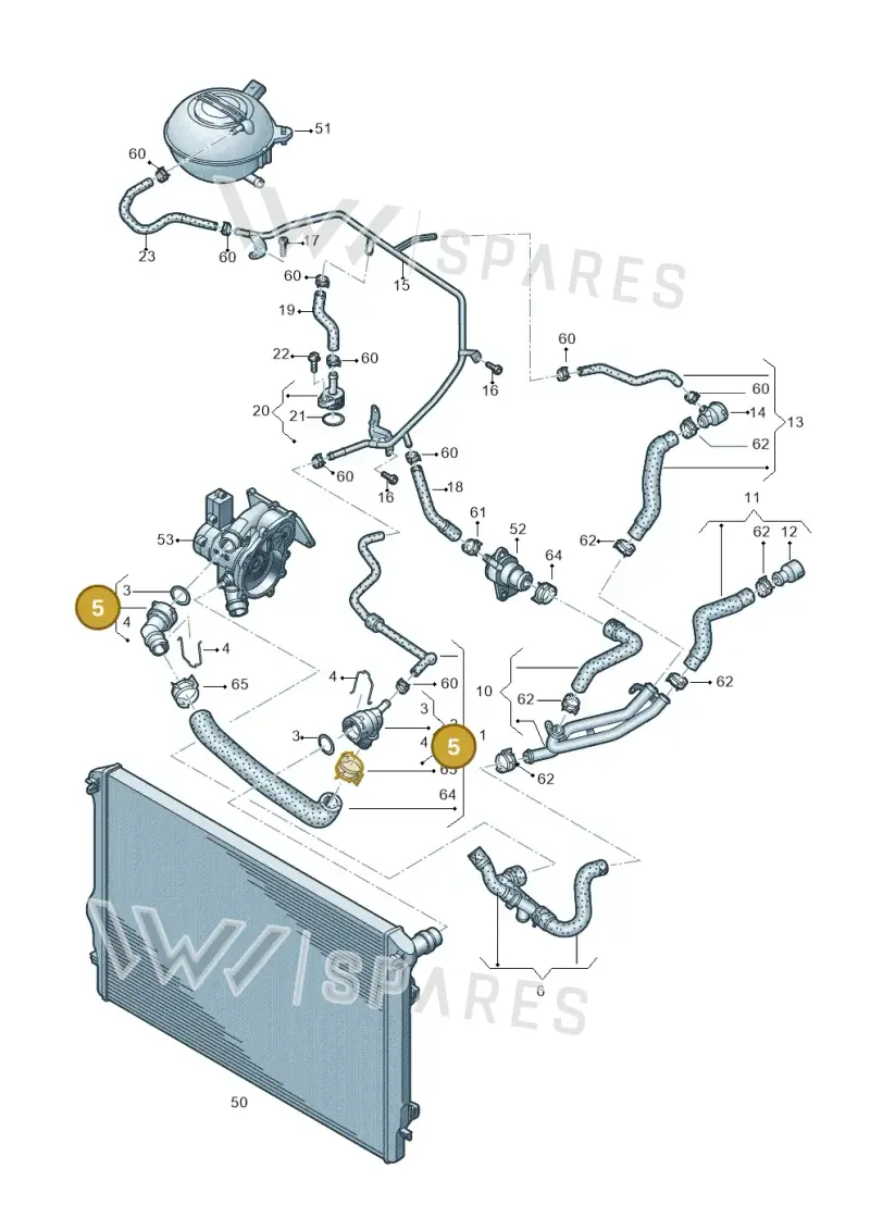 5Q0122291AA — Volkswagen Beetle (2016-2019) diagram 691121430, position 5