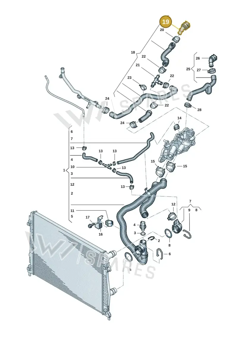 5Q0122291AJ — Volkswagen Taigo (2021-2024) diagram 2f0121200, position 19