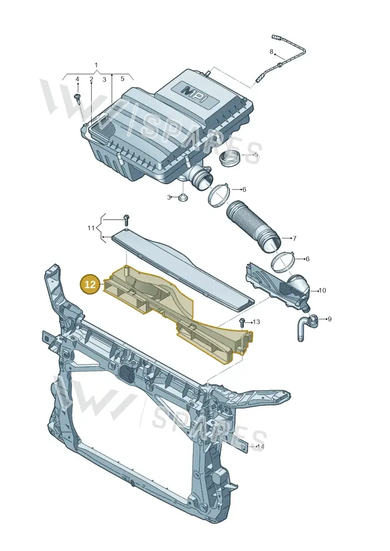 5Q0129254B — Volkswagen Caddy Maxi Kombi (2020-2024) diagram 781129200, position 12