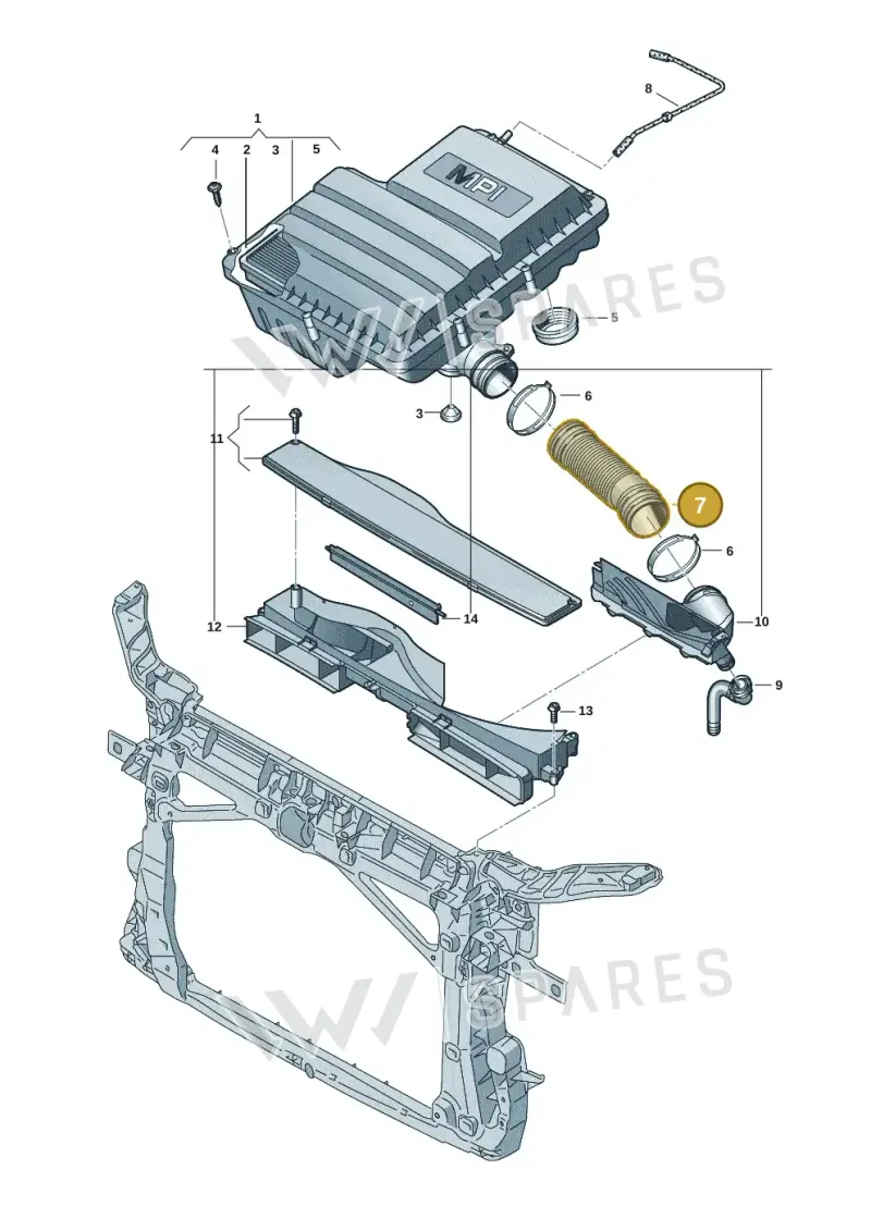 5Q0129618D — Volkswagen Golf 2.0 BlueMotion (2019-2024) diagram 5h0129060, position 7