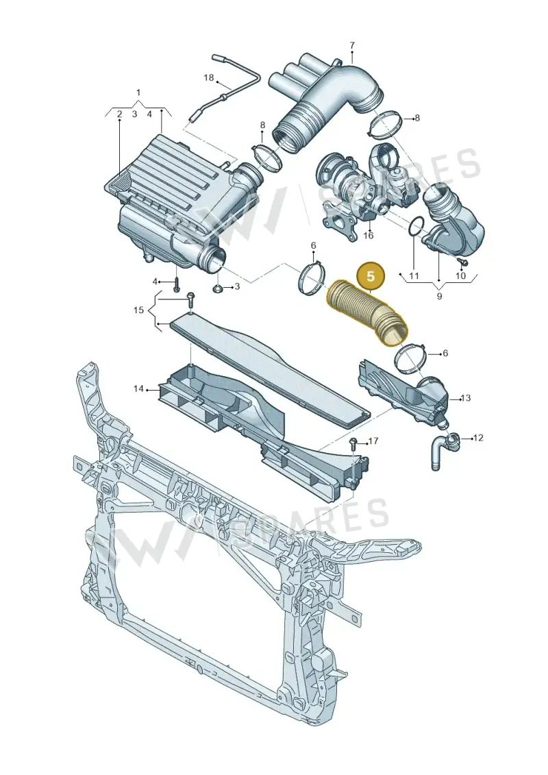 5Q0129618R — Volkswagen T-Roc BlueMotion (2017-2024) diagram 866129100, position 5