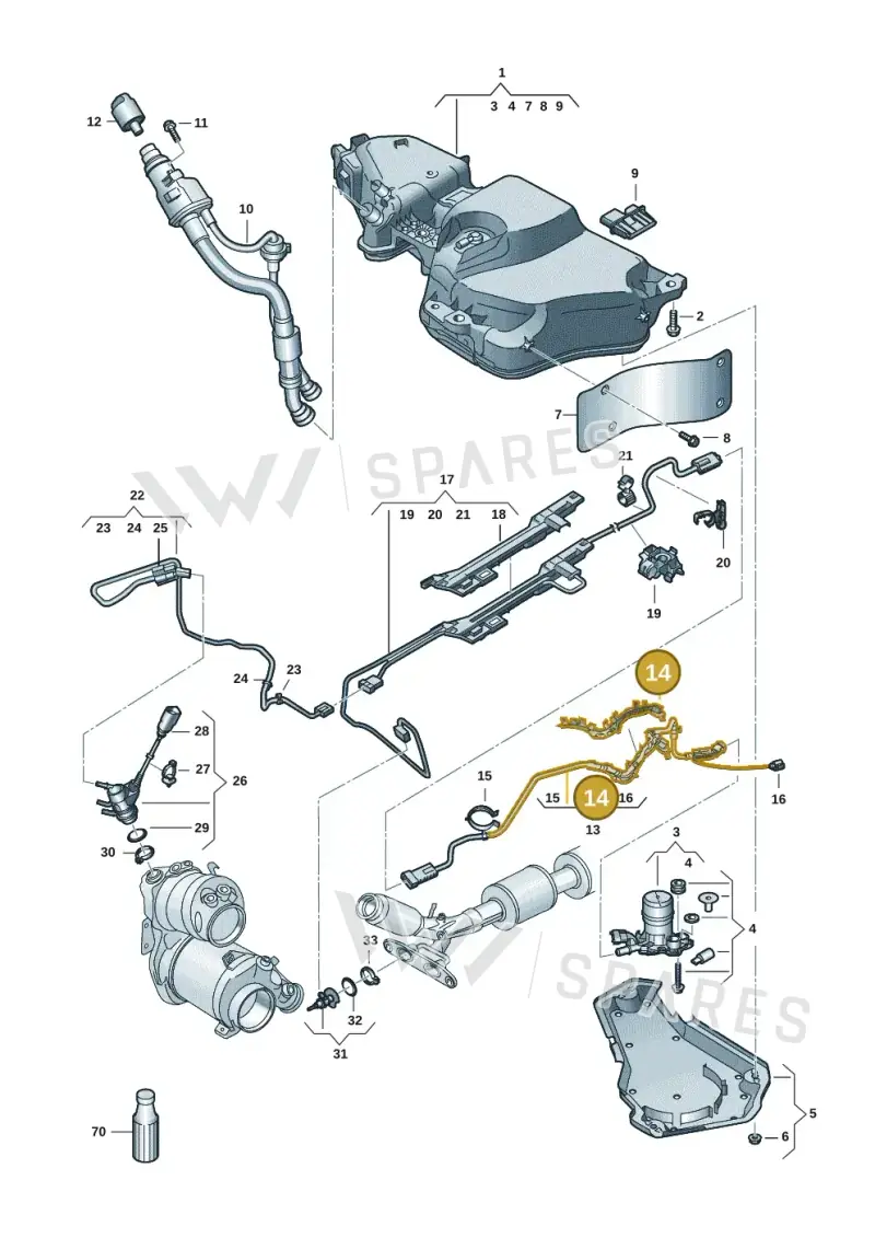 5Q0131327G — Volkswagen Golf 2.0 BlueMotion (2019-2024) diagram 5h0253106, position 14