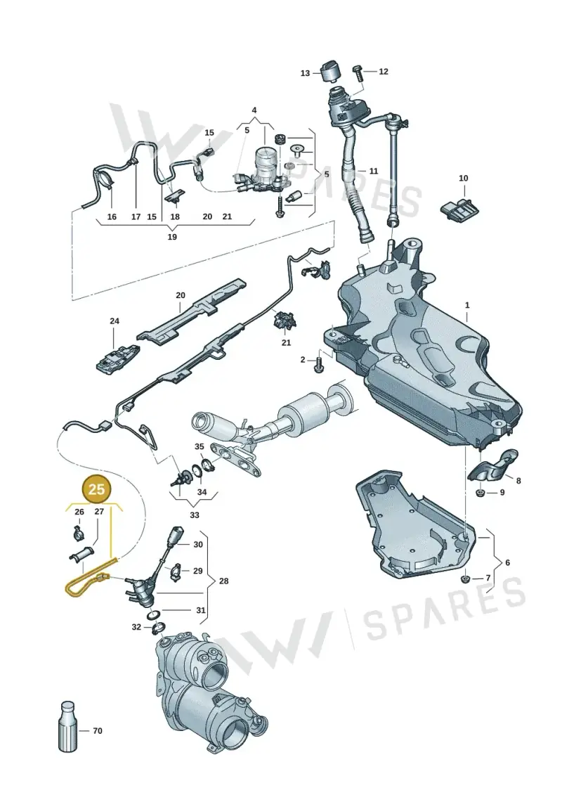 5Q0131960 — Volkswagen Golf 2.0 BlueMotion (2019-2024) diagram 5h0253103, position 25