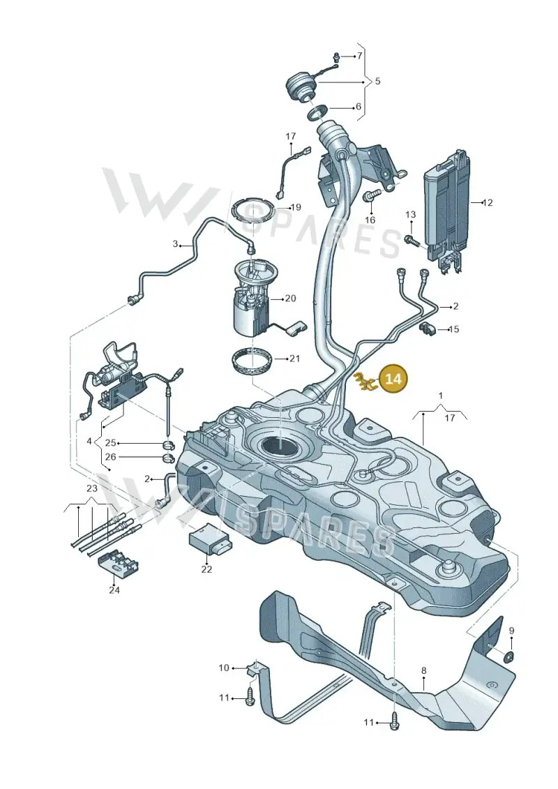 5Q0201250B — Volkswagen T-Roc BlueMotion (2017-2024) diagram 813201042, position 14