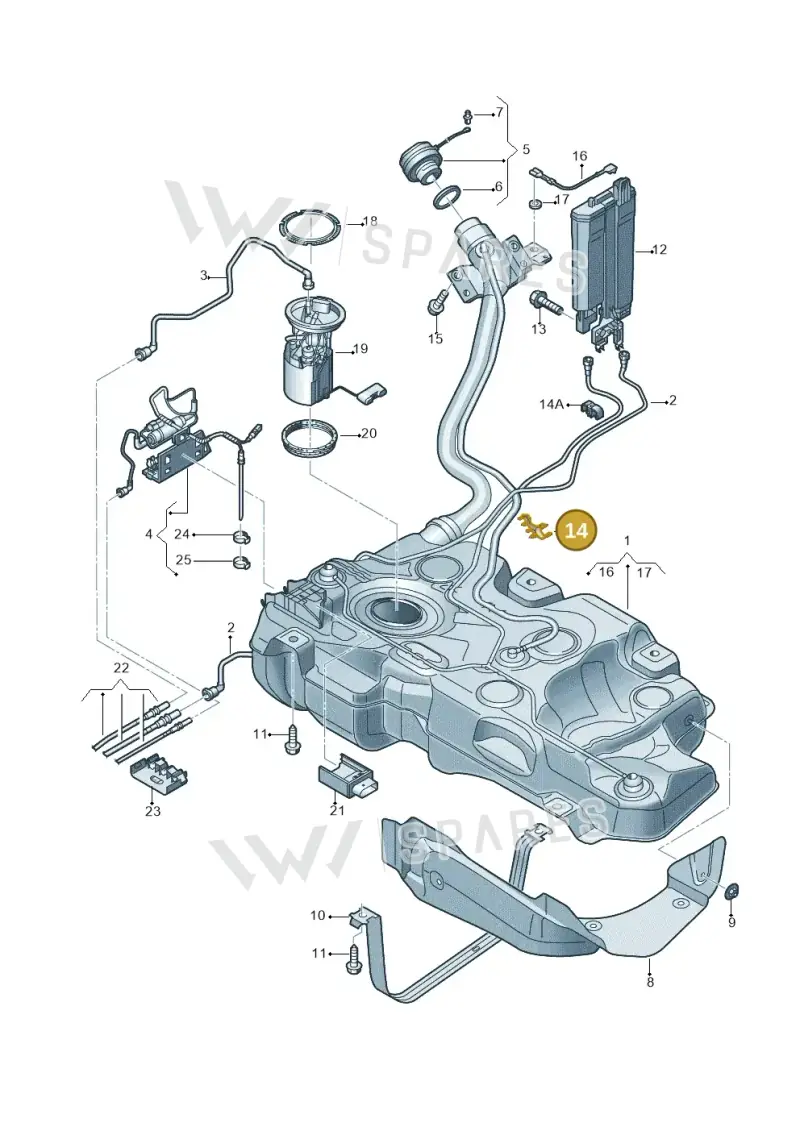 5Q0201250G — Volkswagen Golf 2.0 (2016-2020) diagram 746201300, position 14