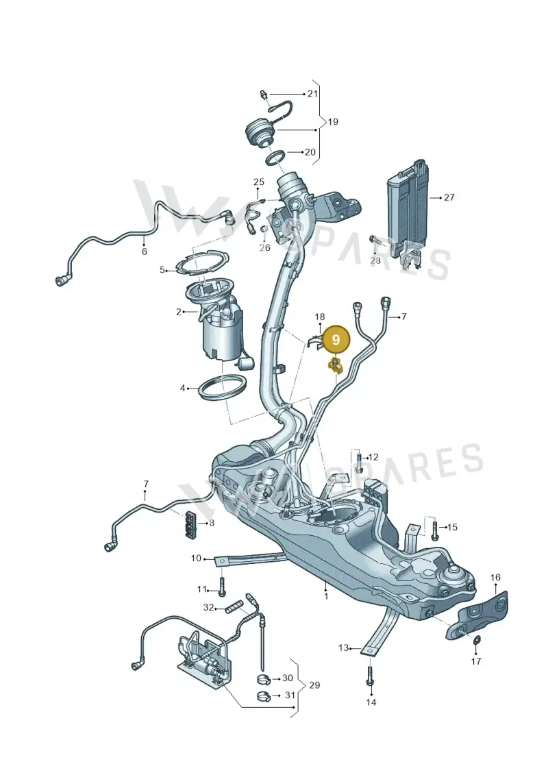 5Q0201250G — Volkswagen Golf 2.0 (2016-2020) diagram 890201033, position 9