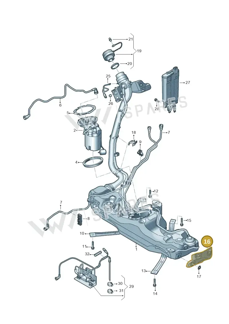 5Q0201307AC — Volkswagen Golf 2.0 (2016-2020) diagram 890201033, position 16