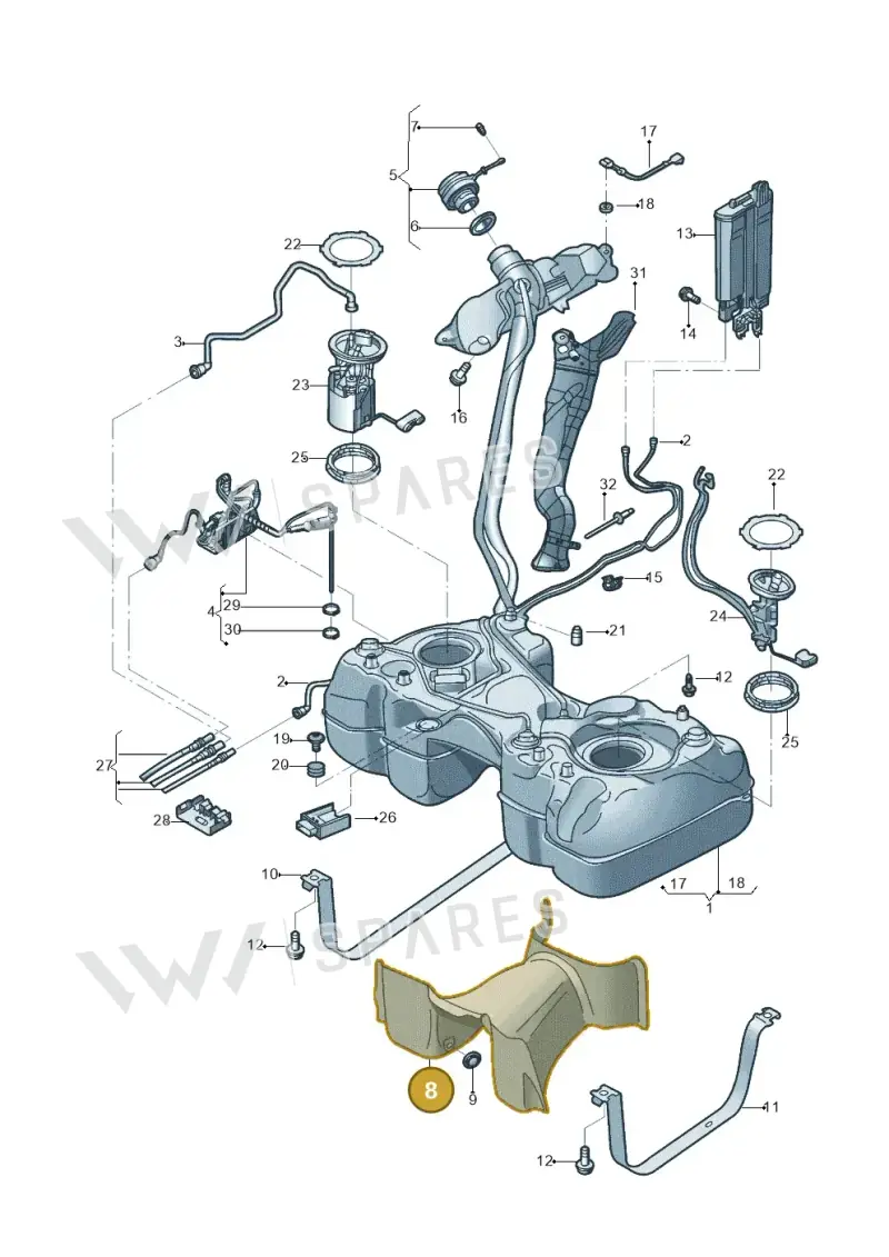 5Q0201307F — Volkswagen Tiguan 2.0 4Motion (2017-2024) diagram 833201010, position 8