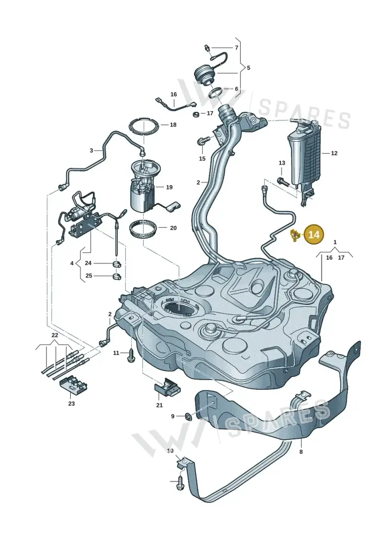 5Q0201449A — Volkswagen Golf 2.0 BlueMotion (2019-2024) diagram 827201037, position 14