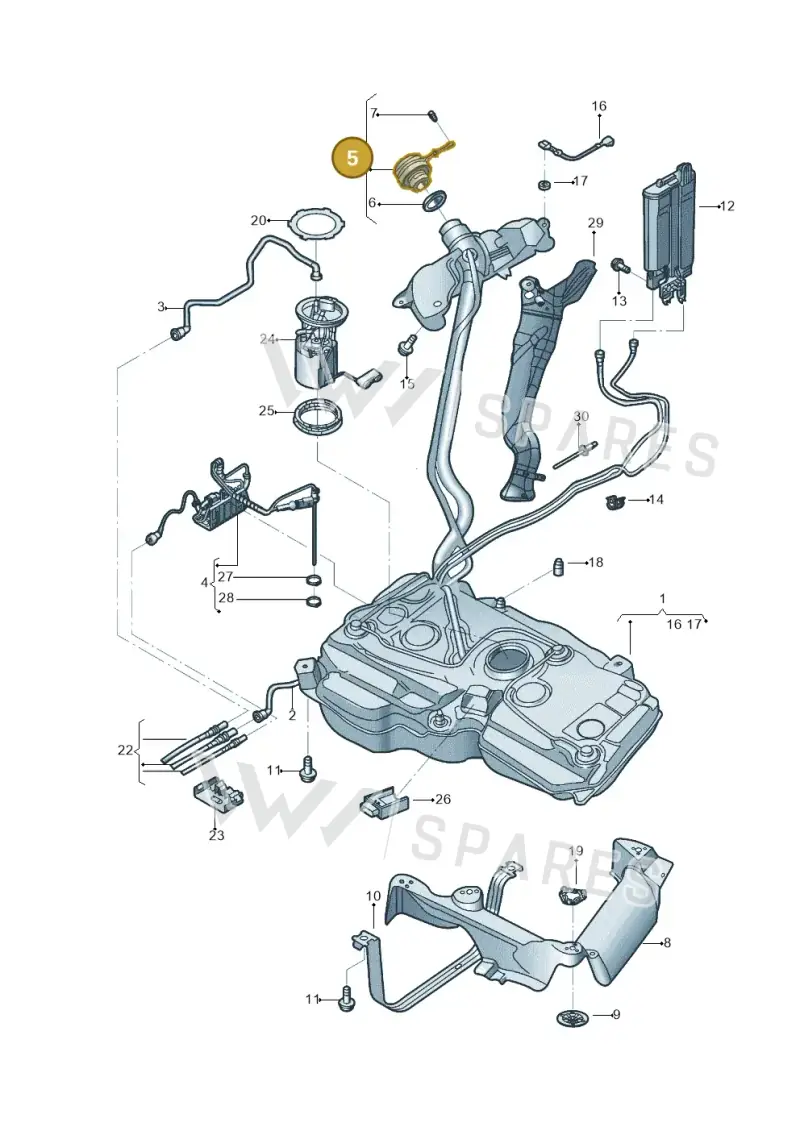 5Q0201550L — Volkswagen Tiguan 2.0 4Motion (2017-2024) diagram 833201005, position 5