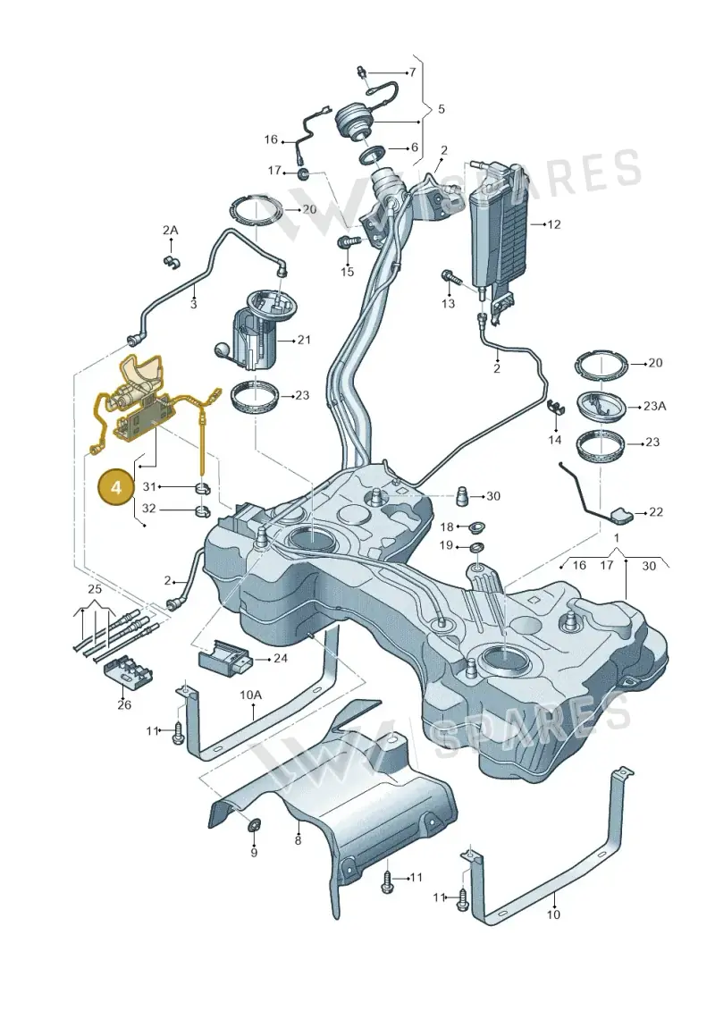 5Q0201607L — Volkswagen Golf 2.0 BlueMotion (2019-2024) diagram 5h0201042, position 4