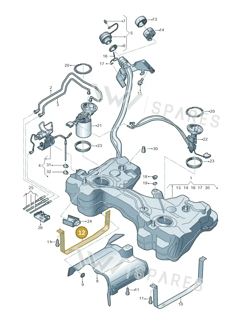 5Q0201654A — Volkswagen T-Roc BlueMotion (2017-2024) diagram 813201650, position 12