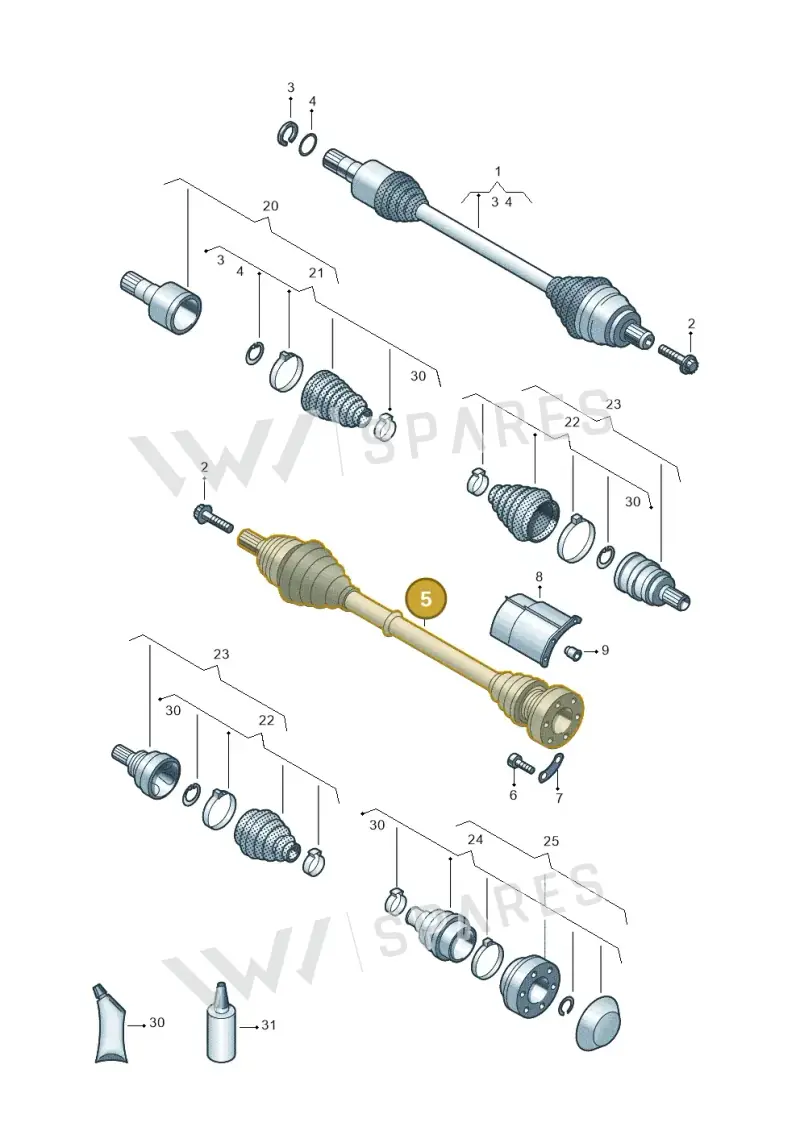 5Q0407272FN — Volkswagen Golf 2.0 BlueMotion (2019-2024) diagram 827407350, position 5