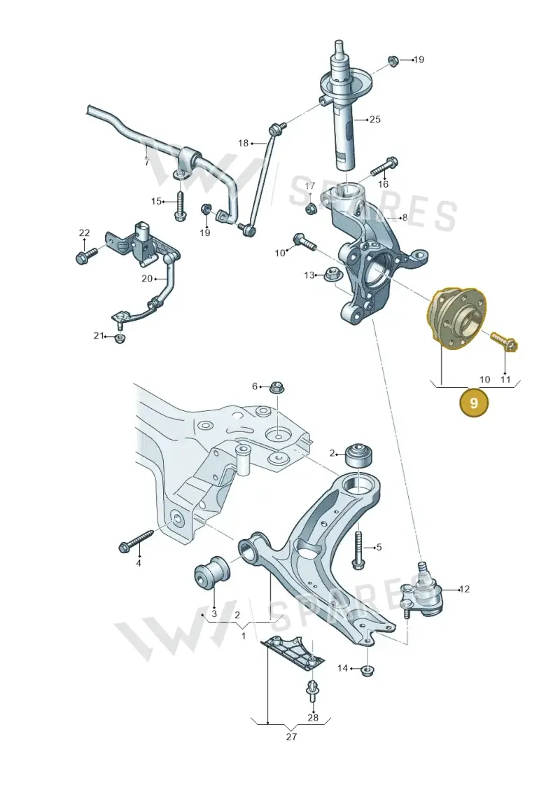 5Q0407621F — Volkswagen Taos 1.4 (2020-2024) diagram 793407000, position 9