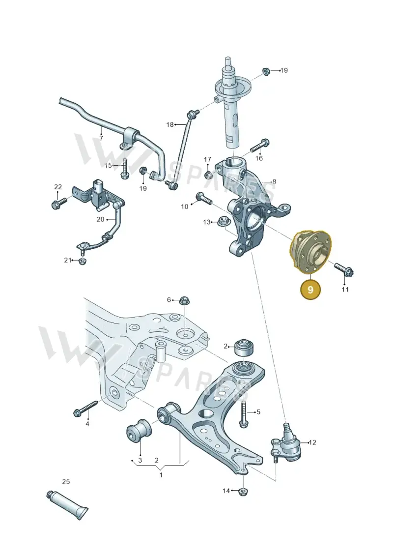 5Q0407621F — Volkswagen Tiguan 2.0 4Motion (2017-2024) diagram 827407000, position 9