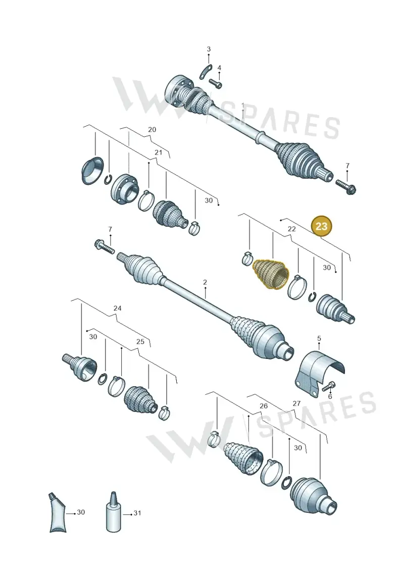 5Q0498099D — Volkswagen Passat estate (2023-) diagram 827407340, position 23