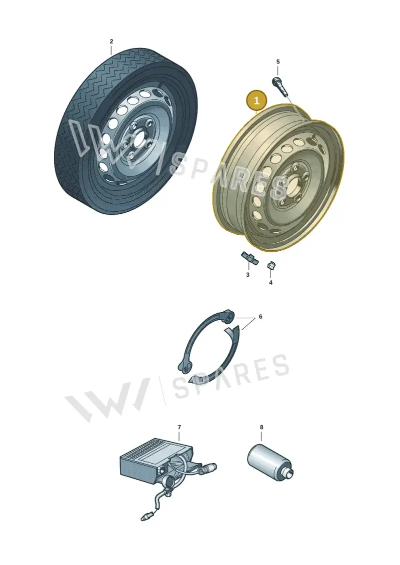 5Q0601027CT03C — Volkswagen Golf 2.0 BlueMotion (2019-2024) diagram 5h0601012, position 1