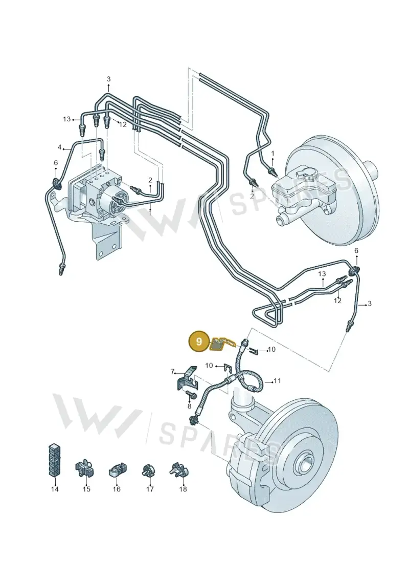 5Q0611845B — Volkswagen Golf 2.0 BlueMotion (2019-2024) diagram 869611200, position 9