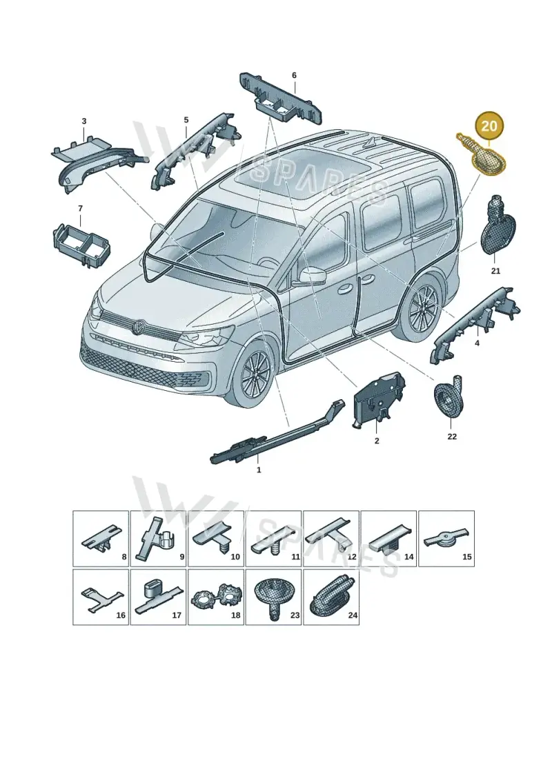 5Q0711487G — Volkswagen Caddy Maxi Kombi (2020-2024) diagram 2ka971091, position 20