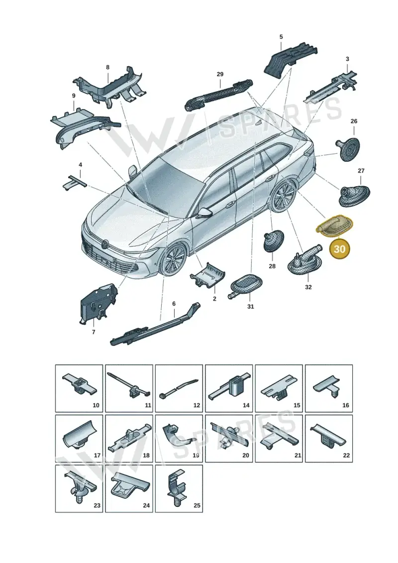 5Q0711487G — Volkswagen Passat estate (2023-) diagram 3j0972001, position 30