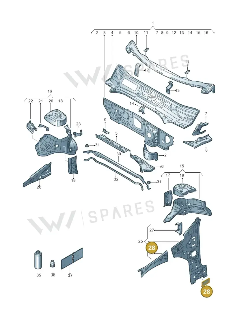 5Q0802847 — Volkswagen T-Roc BlueMotion (2017-2024) diagram 813805500, position 28