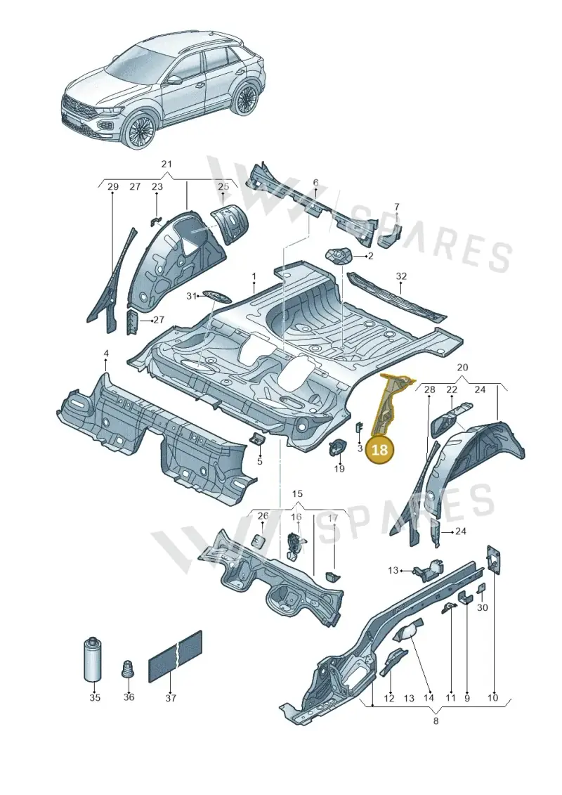5Q0802952R — Volkswagen T-Roc BlueMotion (2017-2024) diagram 813803100, position 18