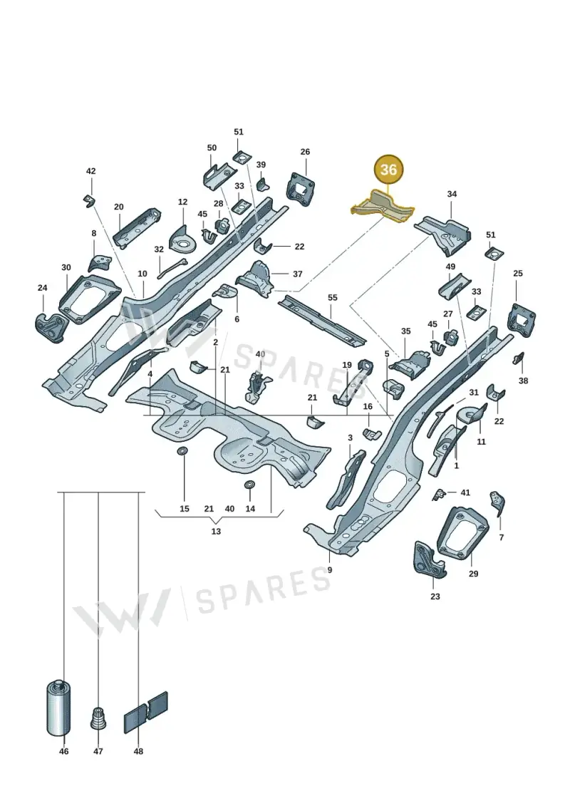 5Q0803096 — Volkswagen Golf 2.0 BlueMotion (2019-2024) diagram 5h0803010, position 36