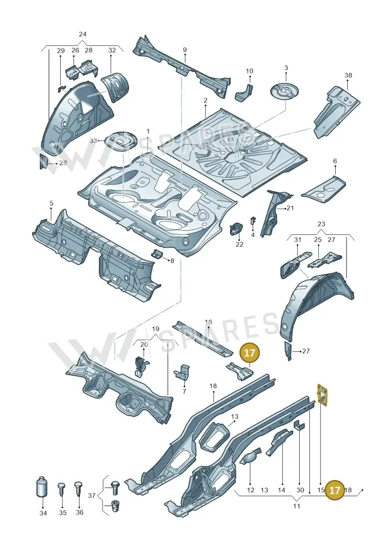 5Q0803096 — Volkswagen Golf 2.0 (2016-2020) diagram 827803180, position 17