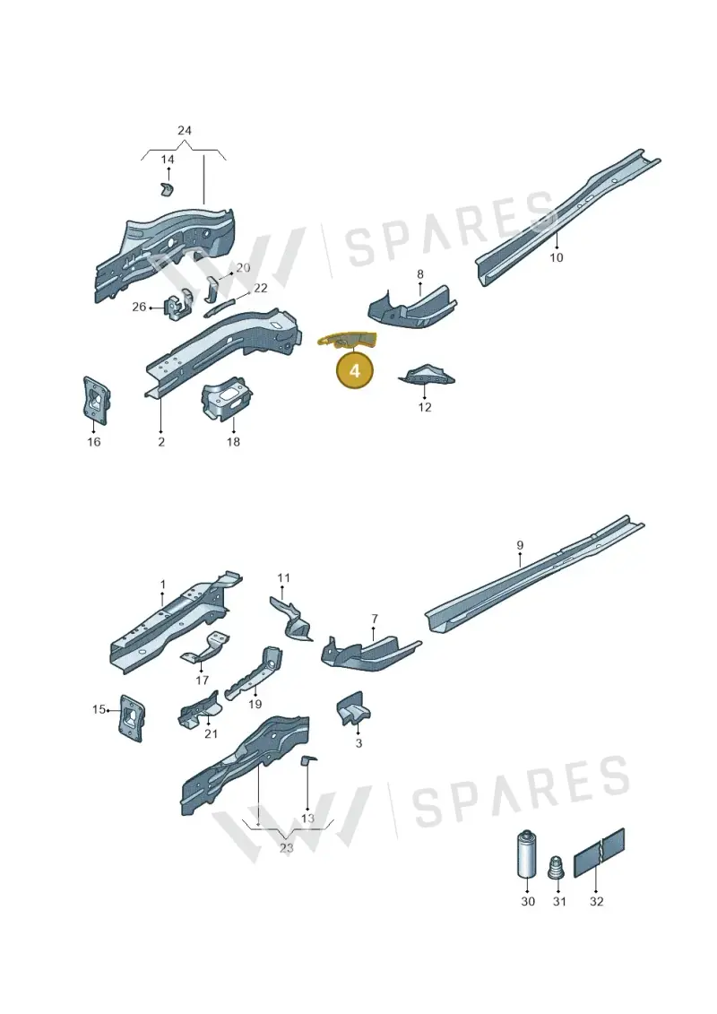 5Q0803128 — Volkswagen Golf 2.0 BlueMotion (2019-2024) diagram 5h0803000, position 4