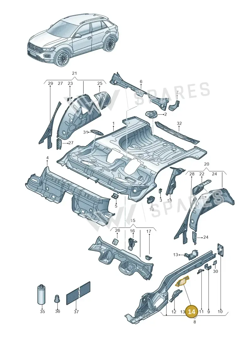 5Q0803457B — Volkswagen T-Roc BlueMotion (2017-2024) diagram 813803100, position 14