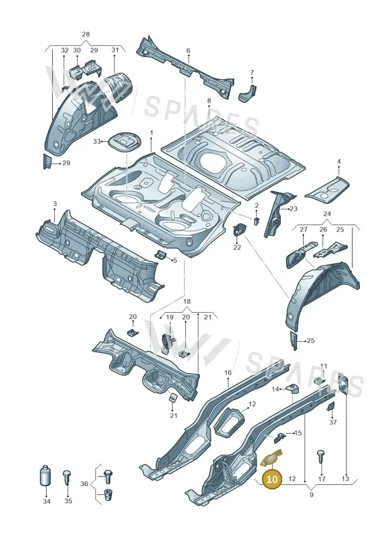 5Q0803458B — Volkswagen Golf 2.0 (2016-2020) diagram 745803110, position 10